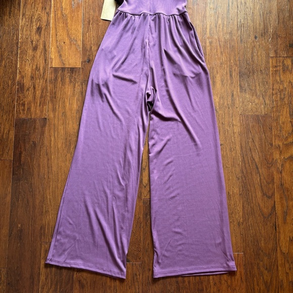 CIDER Purple Ribbed Wide Leg Jumpsuit - Picture 9 of 10